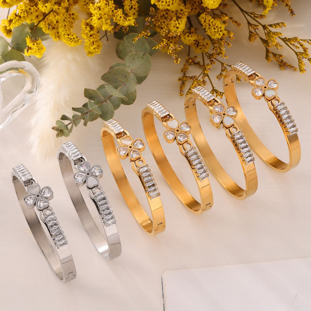 Floral Crystal Bangle